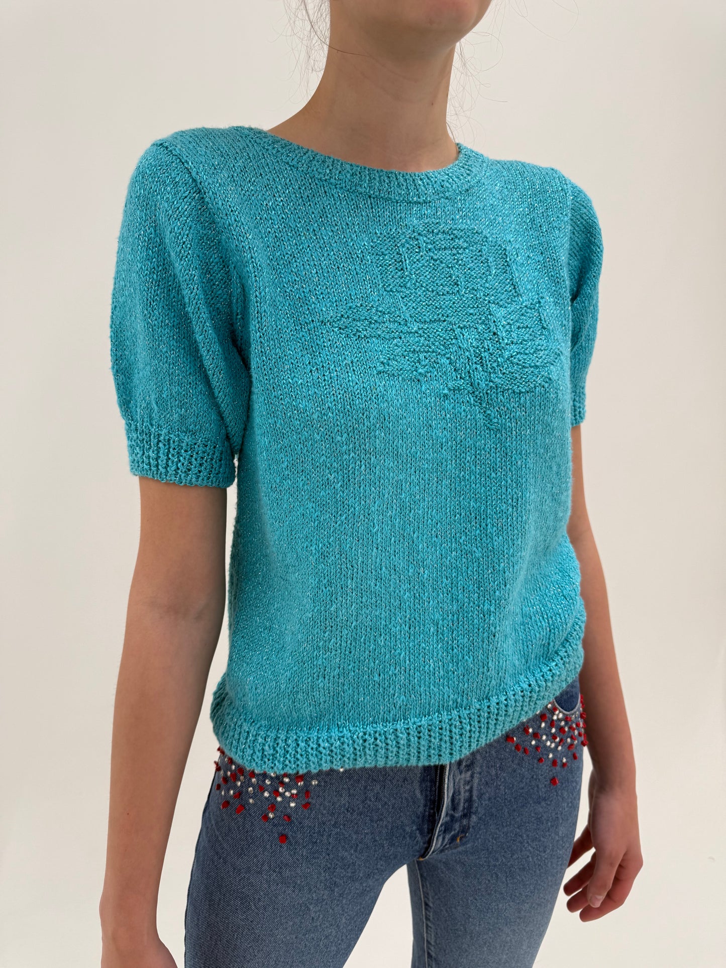 Soft knit vintage Emilio Pucci de colecție cu inserții fine de lurex lucrat manual