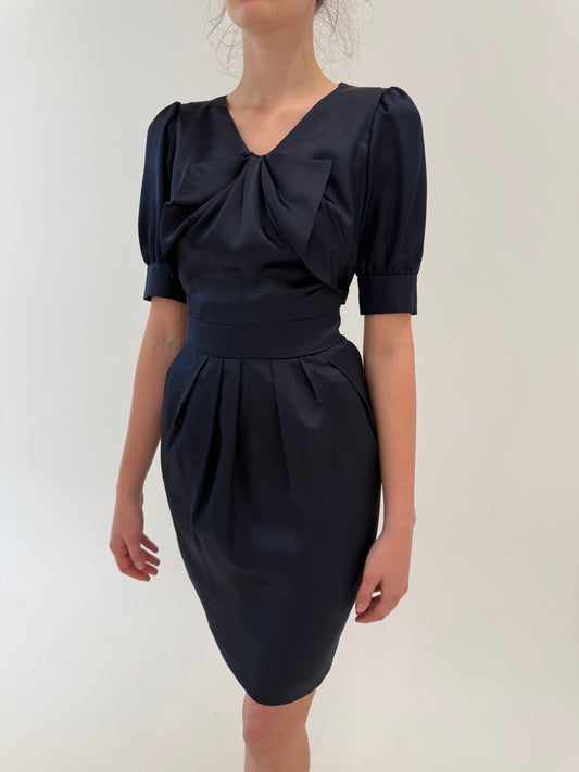 Rochie italiană din mătase naturală satinata texturată ultra cambrata
