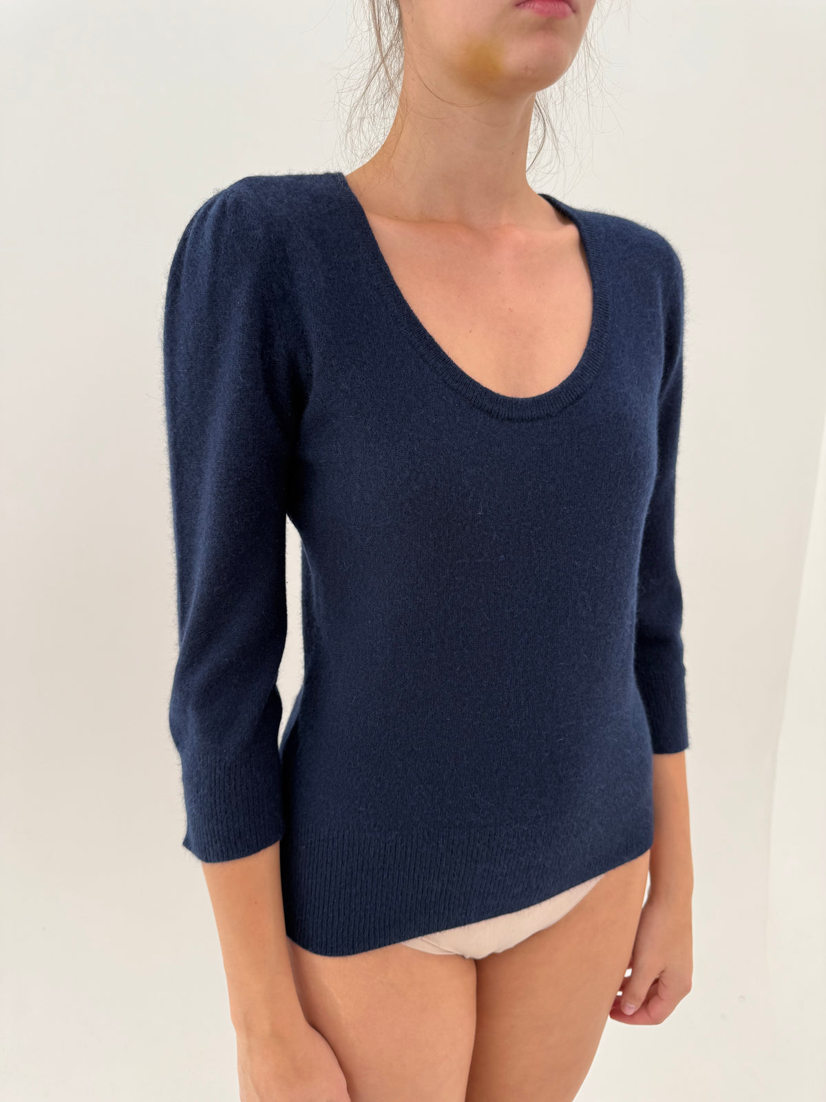Pulover din cașmir în croi feminin petite Navy blue