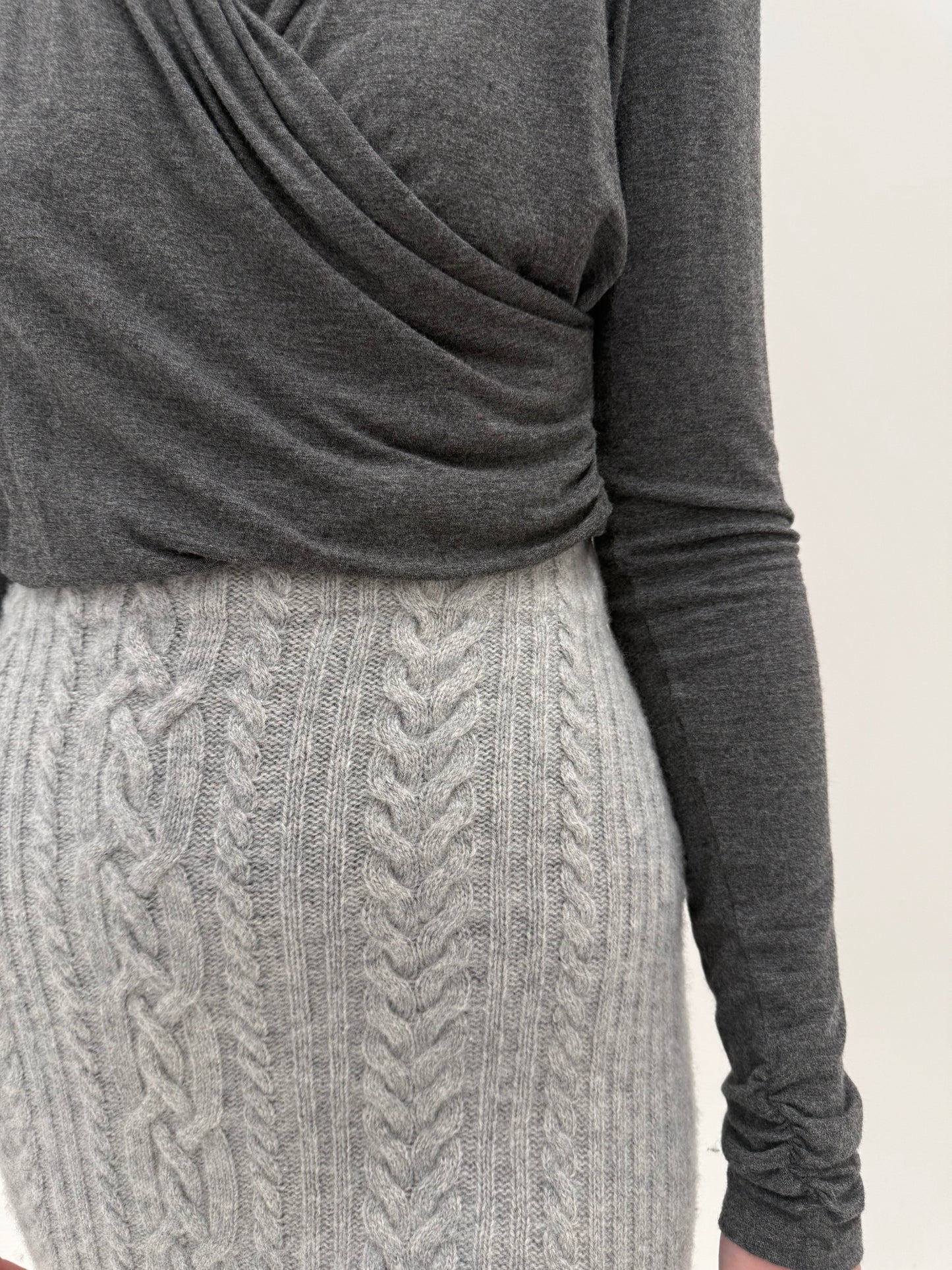 Fustă maxi Ralph Lauren din cașmir și lana extrafina cu torsade