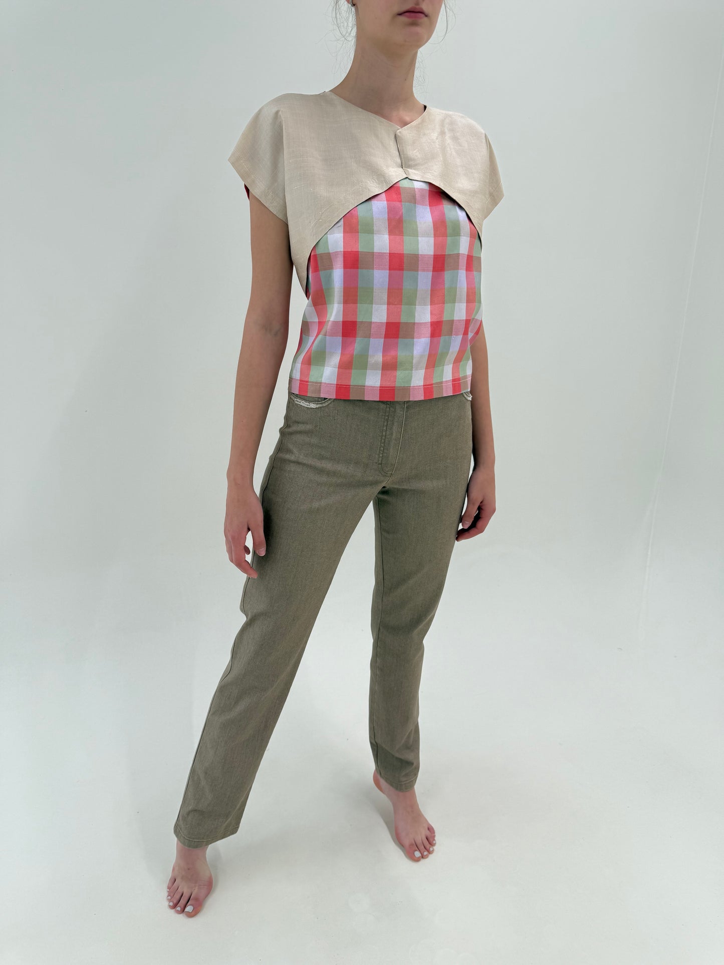 Pantaloni Escada de vară care au lait din bumbac modelator tall