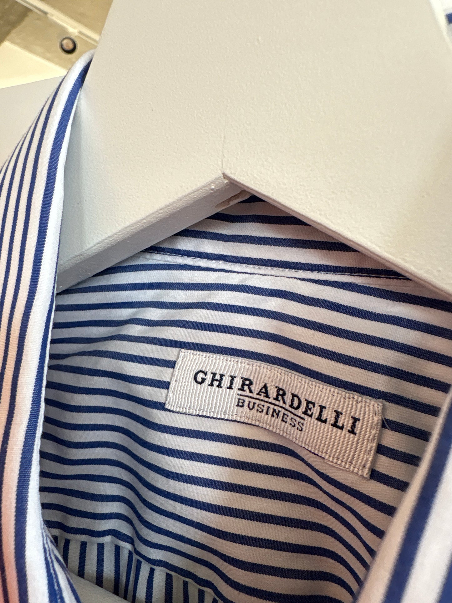 Cămașa high end italiană din bumbac egiptean cu dungi Navy blue