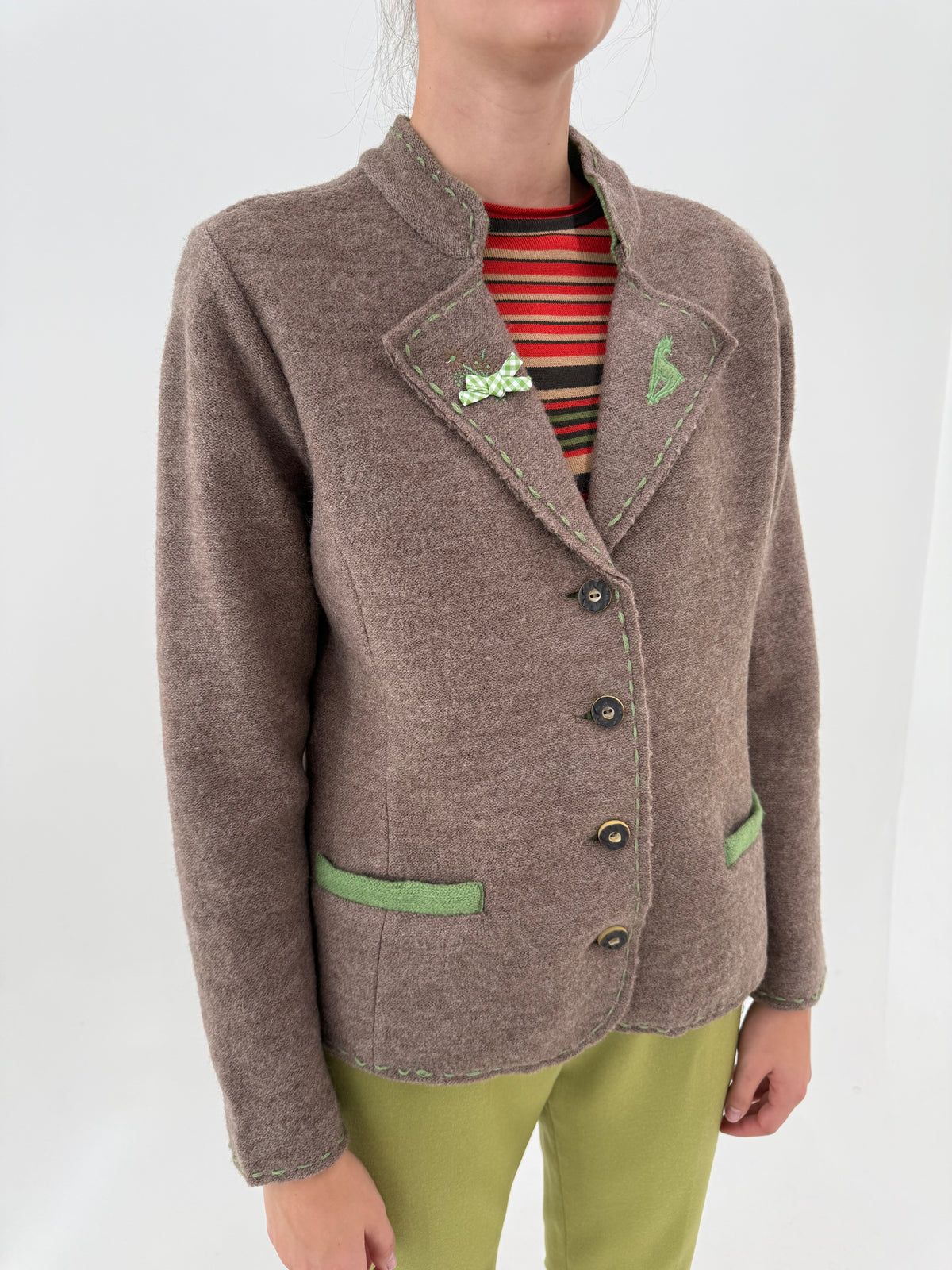 Sacou taupe din boiled wool ultra confort