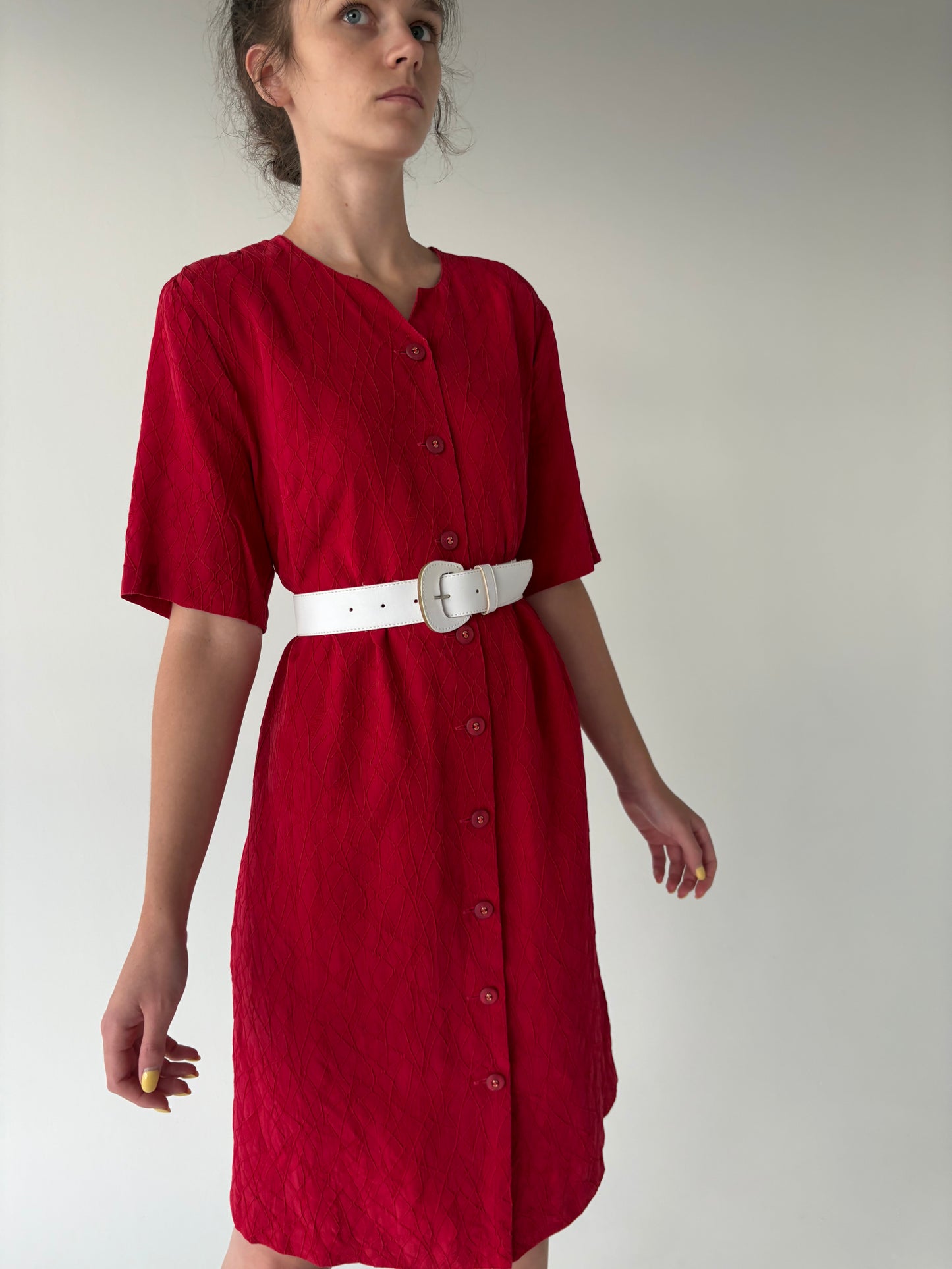 Rochie vintage cherry red texturată