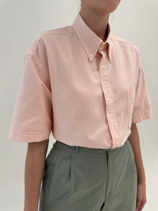 Cămașa vintage Burberry din canvas de bumbac powder pink in croi boxy