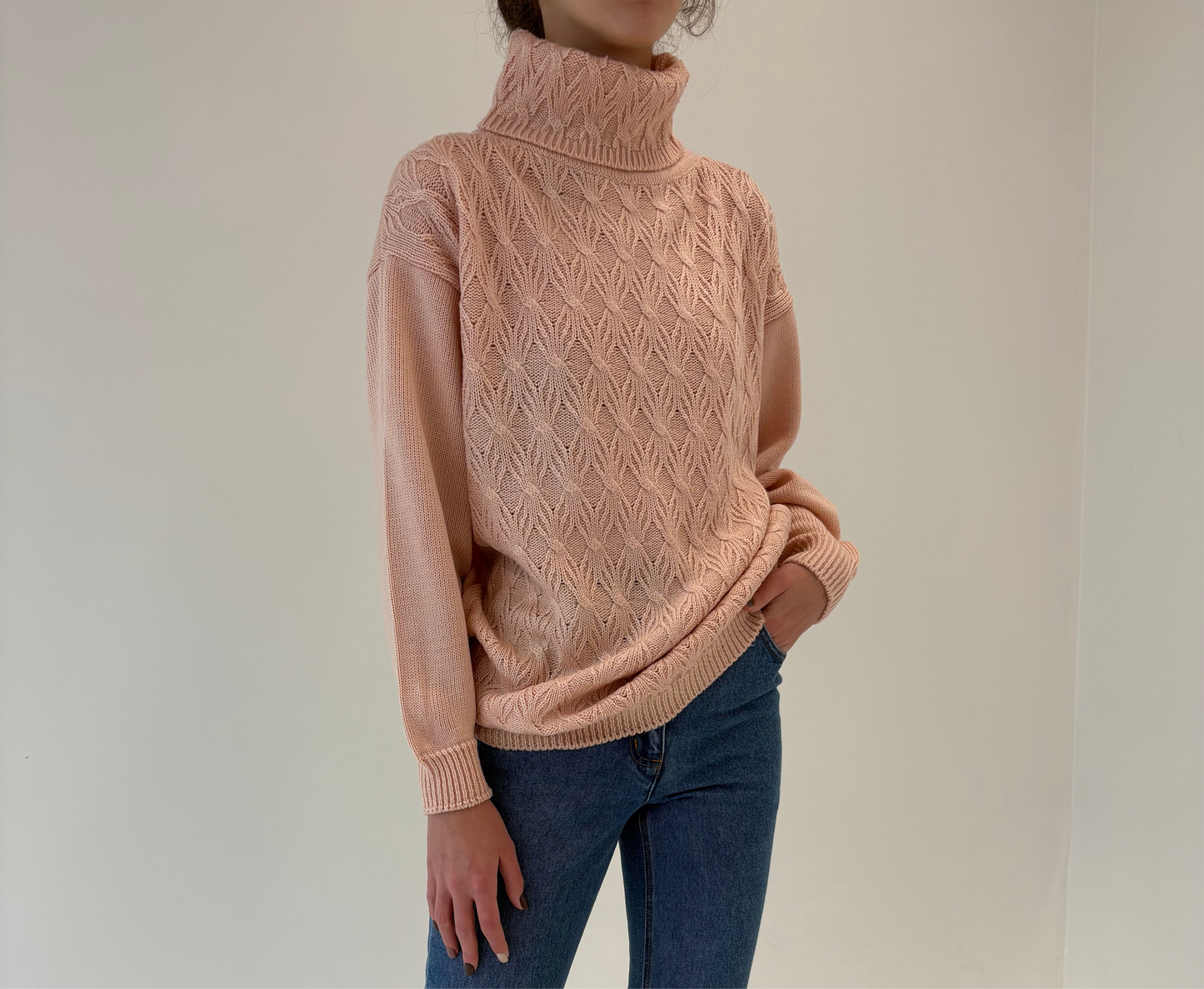 Maleta vintage texturată powder pink din lana extrafina în croi lejer