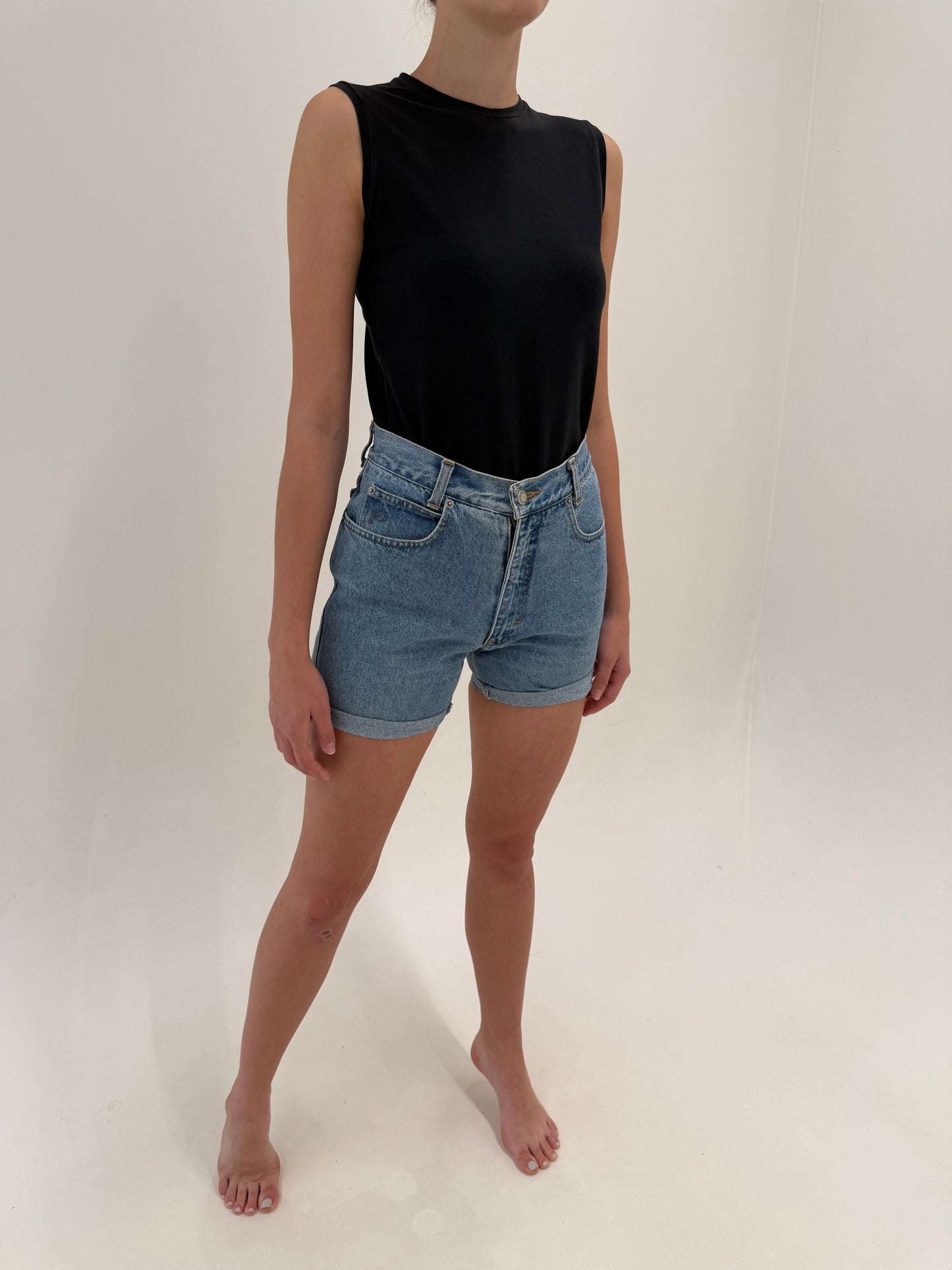 Pantaloni vintage luxury Rocco Barocco din jeans cu talie ultra înaltă
