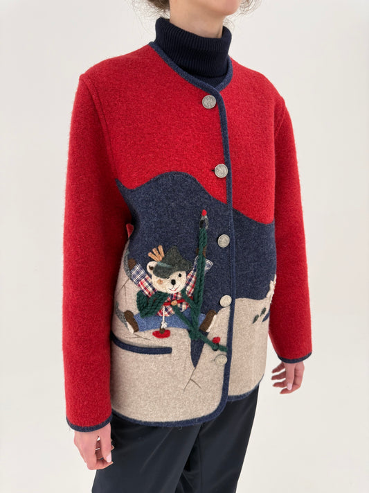 Jacheta groasă din boiled wool confort cu influențe casual și aplicații 3D