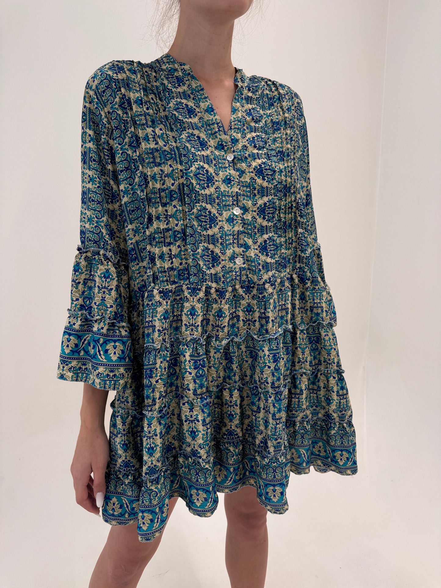 Rochie boho din mătase naturală în culori tari și croi lejer