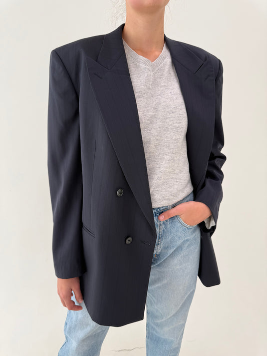 Sacou Missoni tall din lana excepțională Navy blue cu închidere dublă