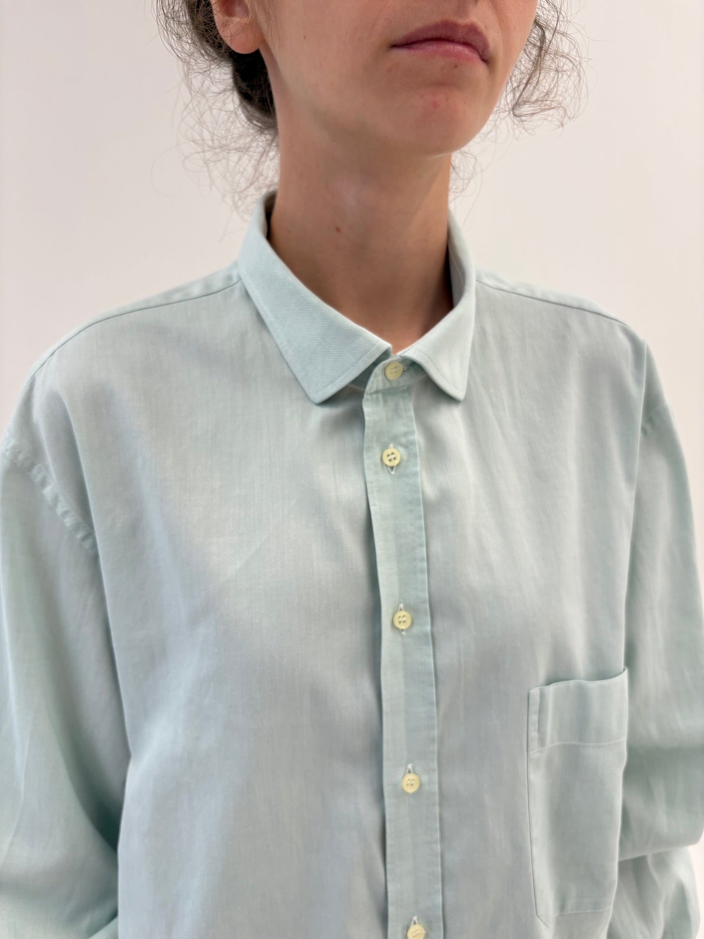 Cămașa italiană tall din poplin gros texturat de bumbac mint green