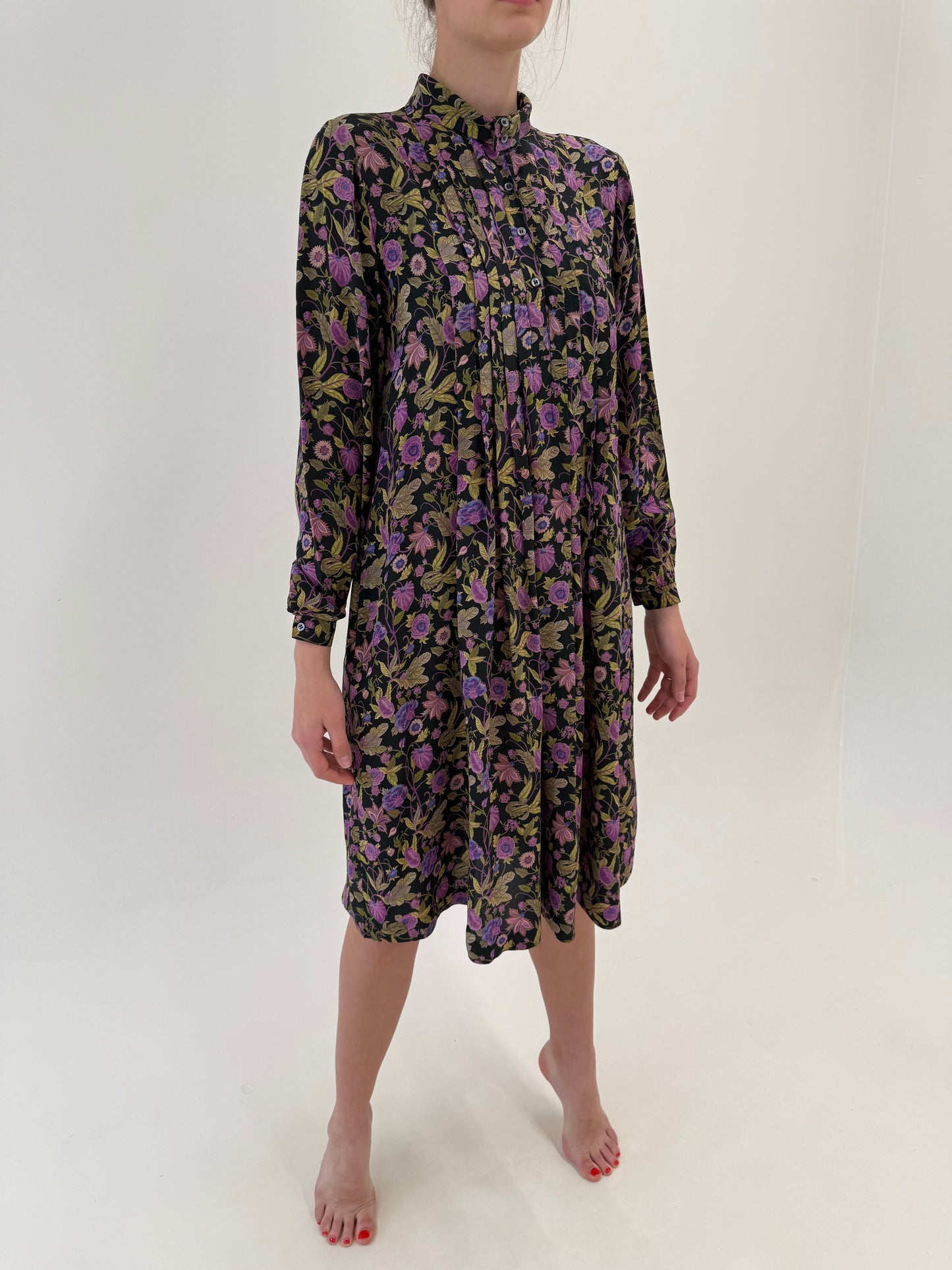 Rochie vintage italiană din mătase naturală cu print floral