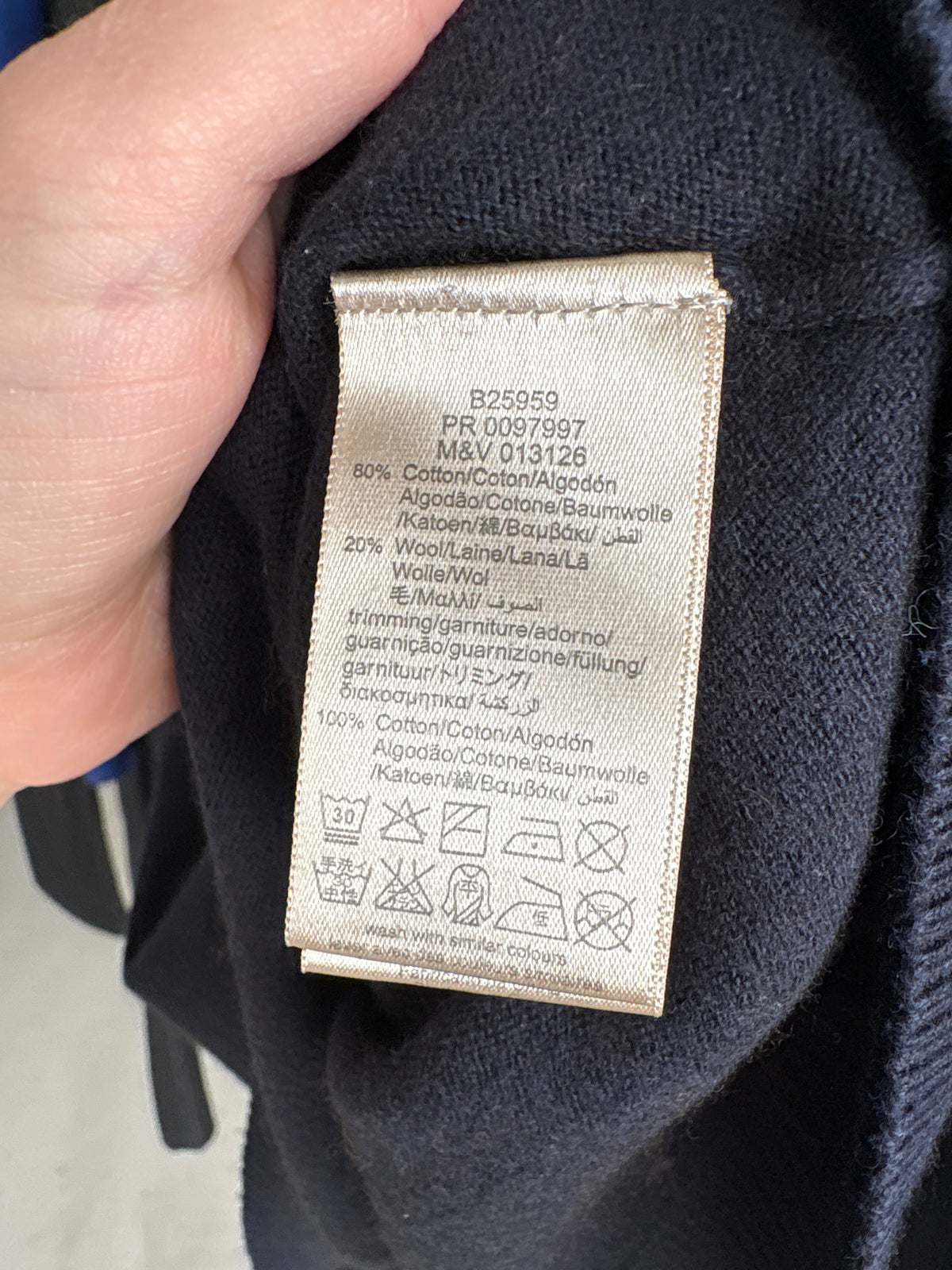 Pulover Burberry din lana extrafina și bumbac Navy blue