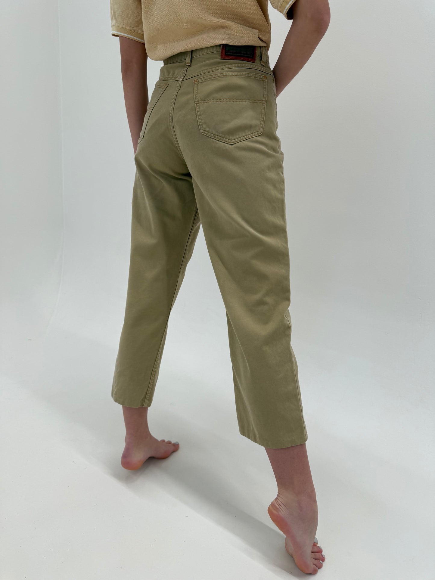 Pantaloni vintage Yves Saint Laurent camel petite din bumbac