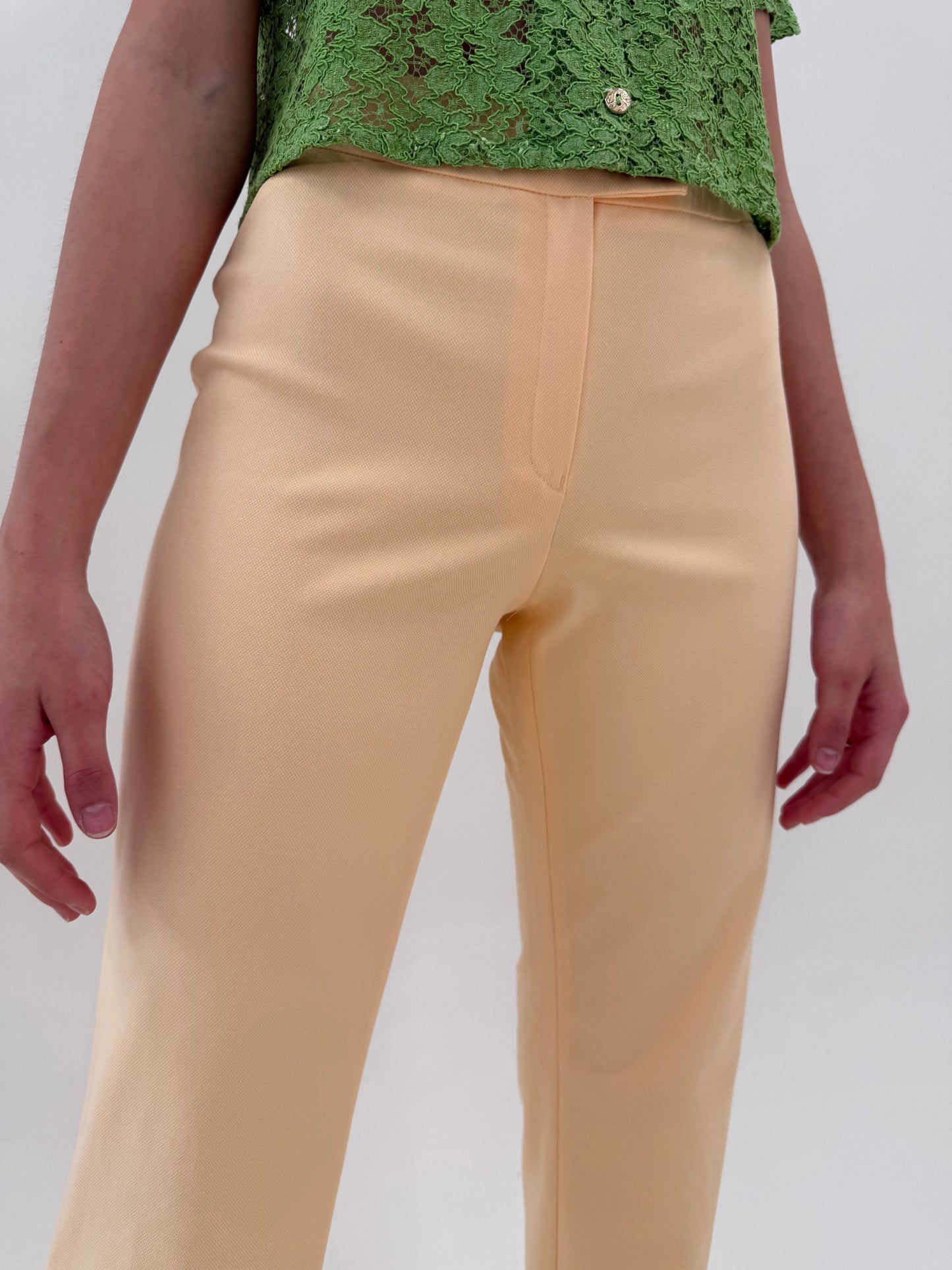 Pantaloni tall de vară din pânză de bumbac modelatoare ușor evazați