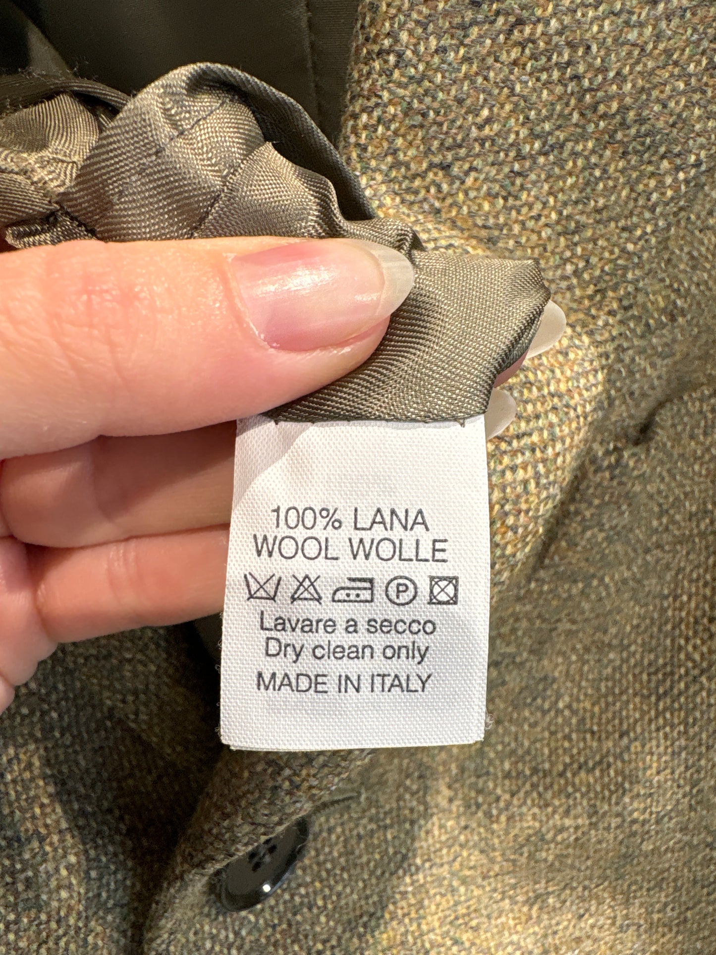 Sacou italian din tweed Donegal camel și kaki din lana în croi actual