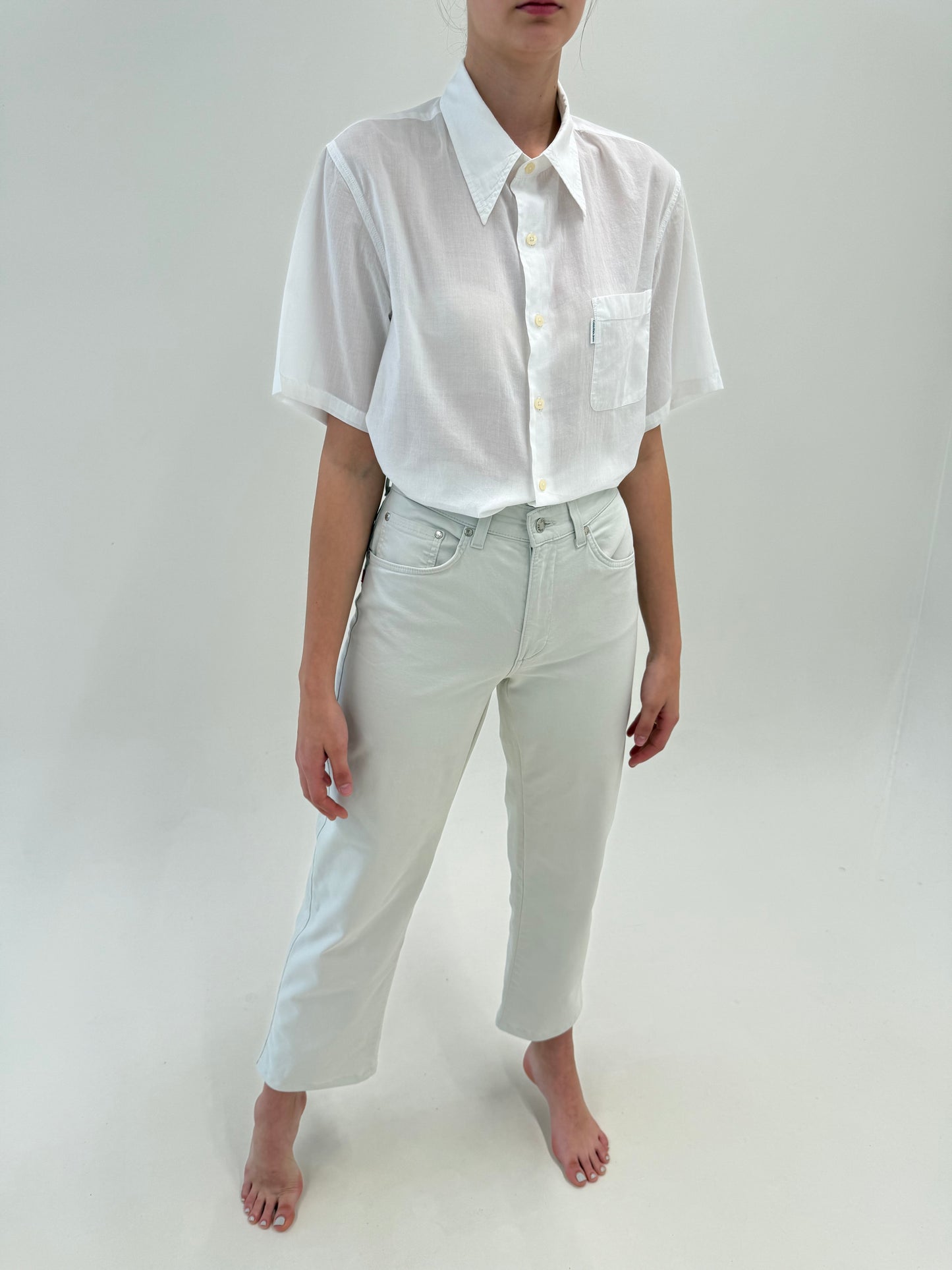 Pantaloni off white Joop de vară din bumbac ultra confort straight leg