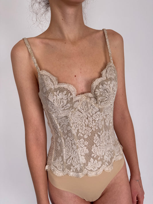 Corset Luxury La Perla din dantela exceptionala frosted toffee nude