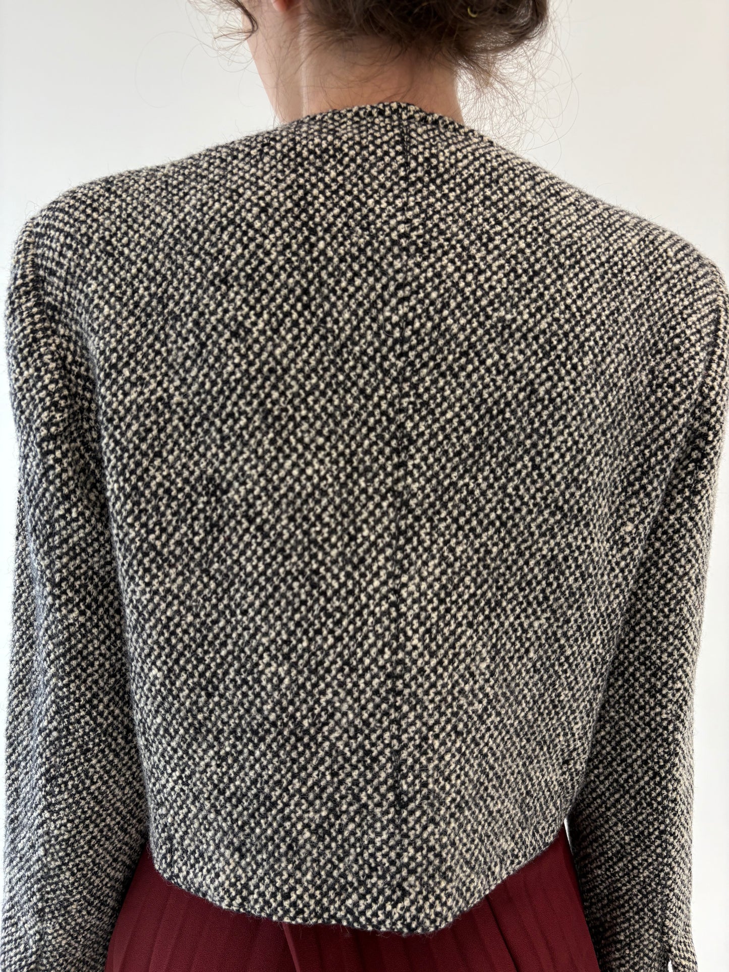 Sacou in stil Chanel super premium italian din tweed de lana și mohair