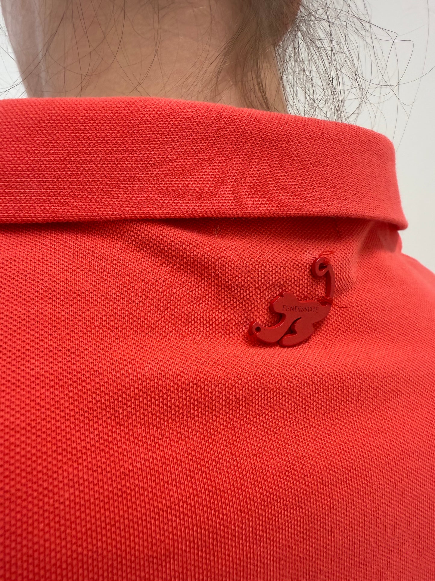 Top vintage Fendi polo coral red din bumbac de gramaj mare ultra confort