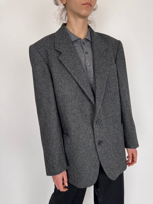 Sacou din tweed plin de lana cu mohair pebble gray