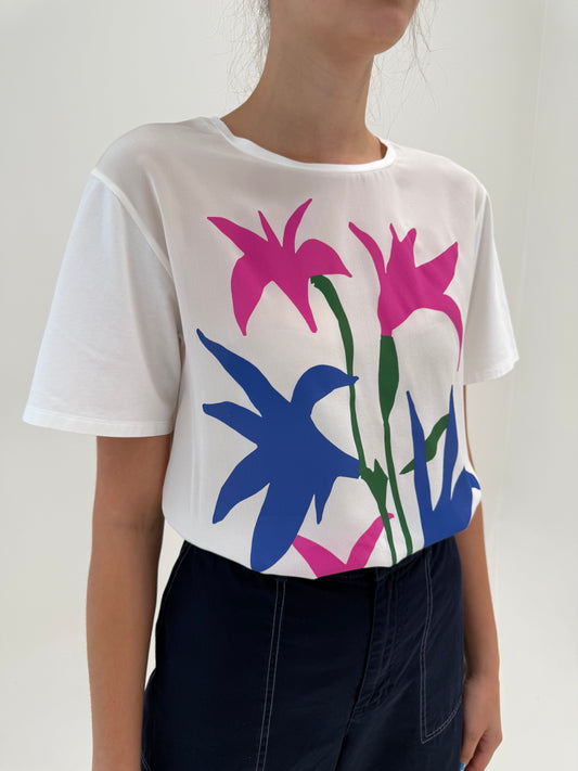 Top Max Mara din mătase naturală cu spate din bumbac și print floral superb