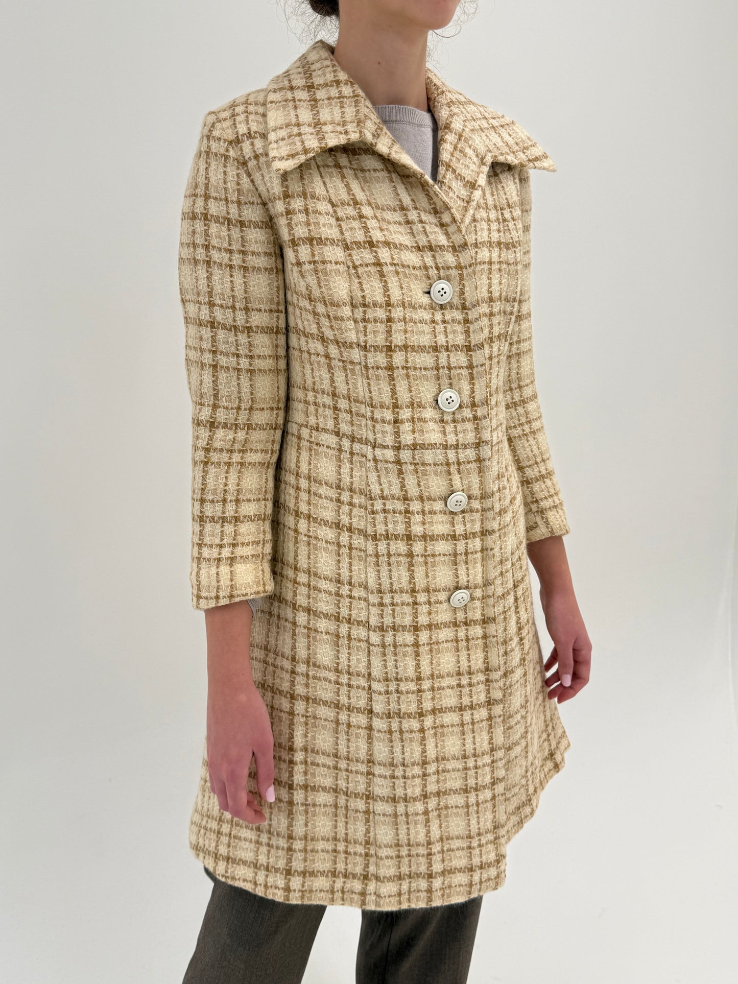 Palton old vintage petite de colecție anii 60 din boucle plin de lana