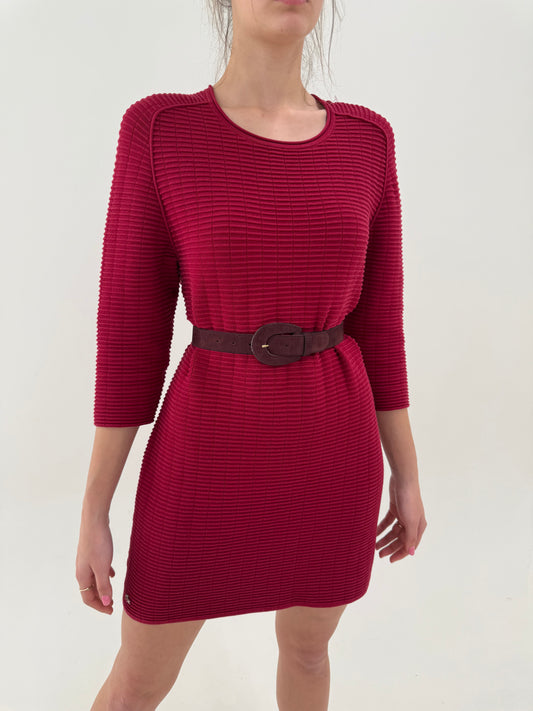 Rochie Lacoste cu influențe casual din jerse ribbed de bumbac cu elastan