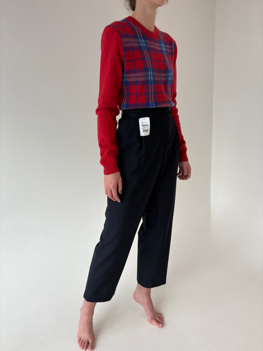 Pantaloni noi cu etichetă din lana extrafina cu pense și talie înaltă