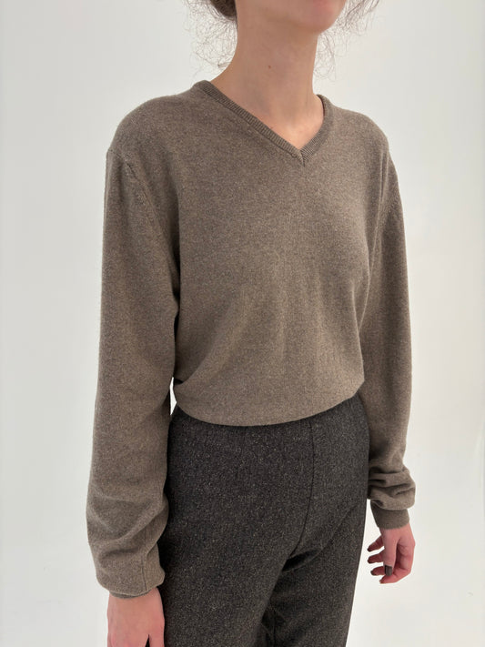 Pulover dark nude în anchior din lana merino extrafina de gramaj mare