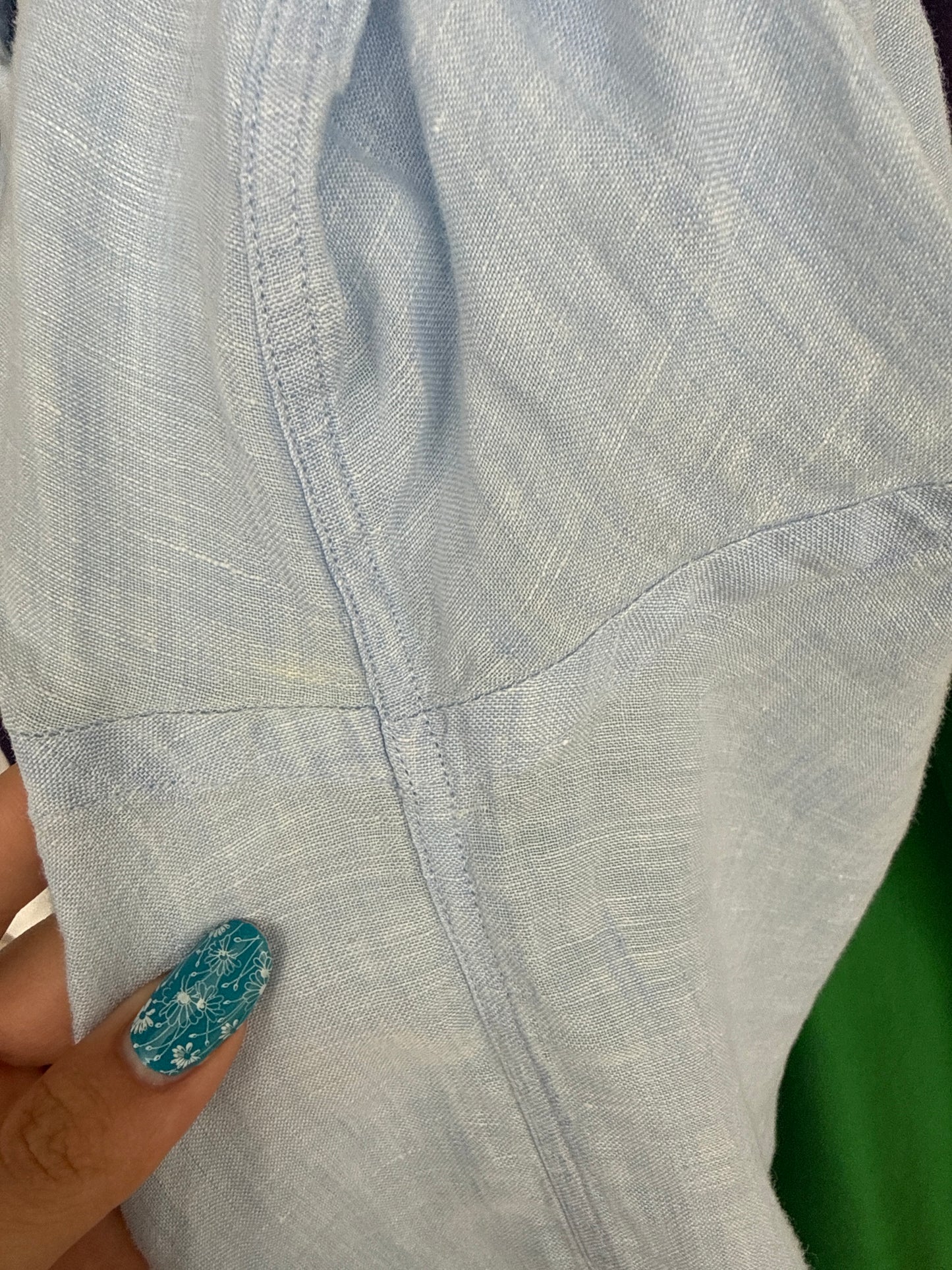 Cămașa baby Blue din in premium în croi lejer