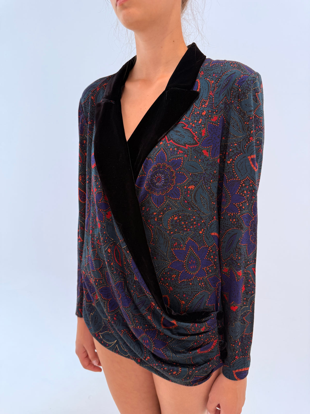 Set Luisa Spagnoli vintage excepțional din lanita extrafina subțire cu print paisley