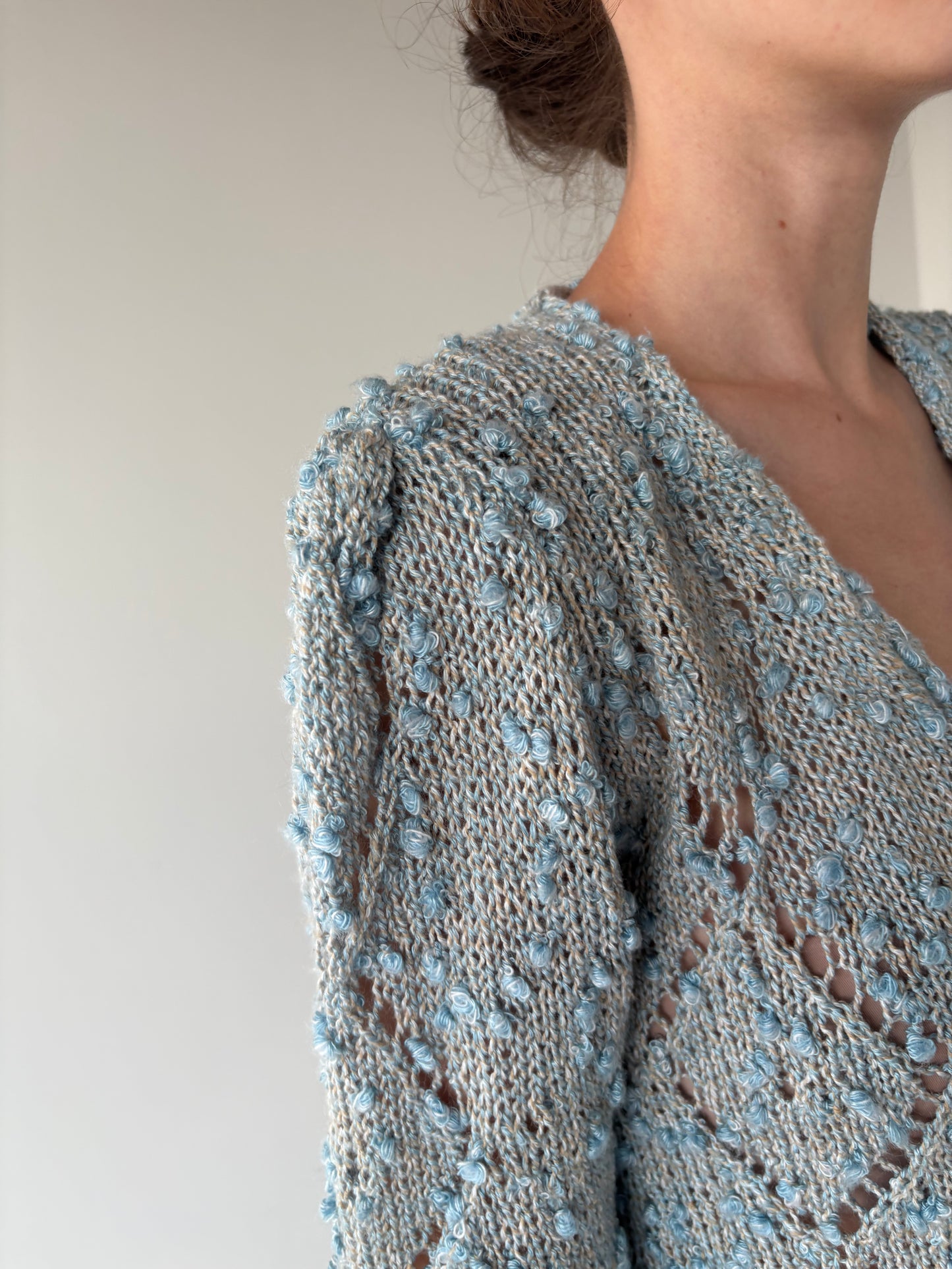 Cardigan vinatge lucrat manual din jerse spectaculos 3D