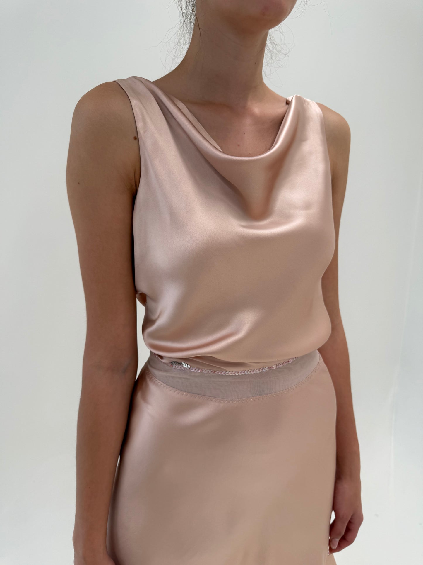 Set dusty Pink italian din mătase naturală plină satinata în bie