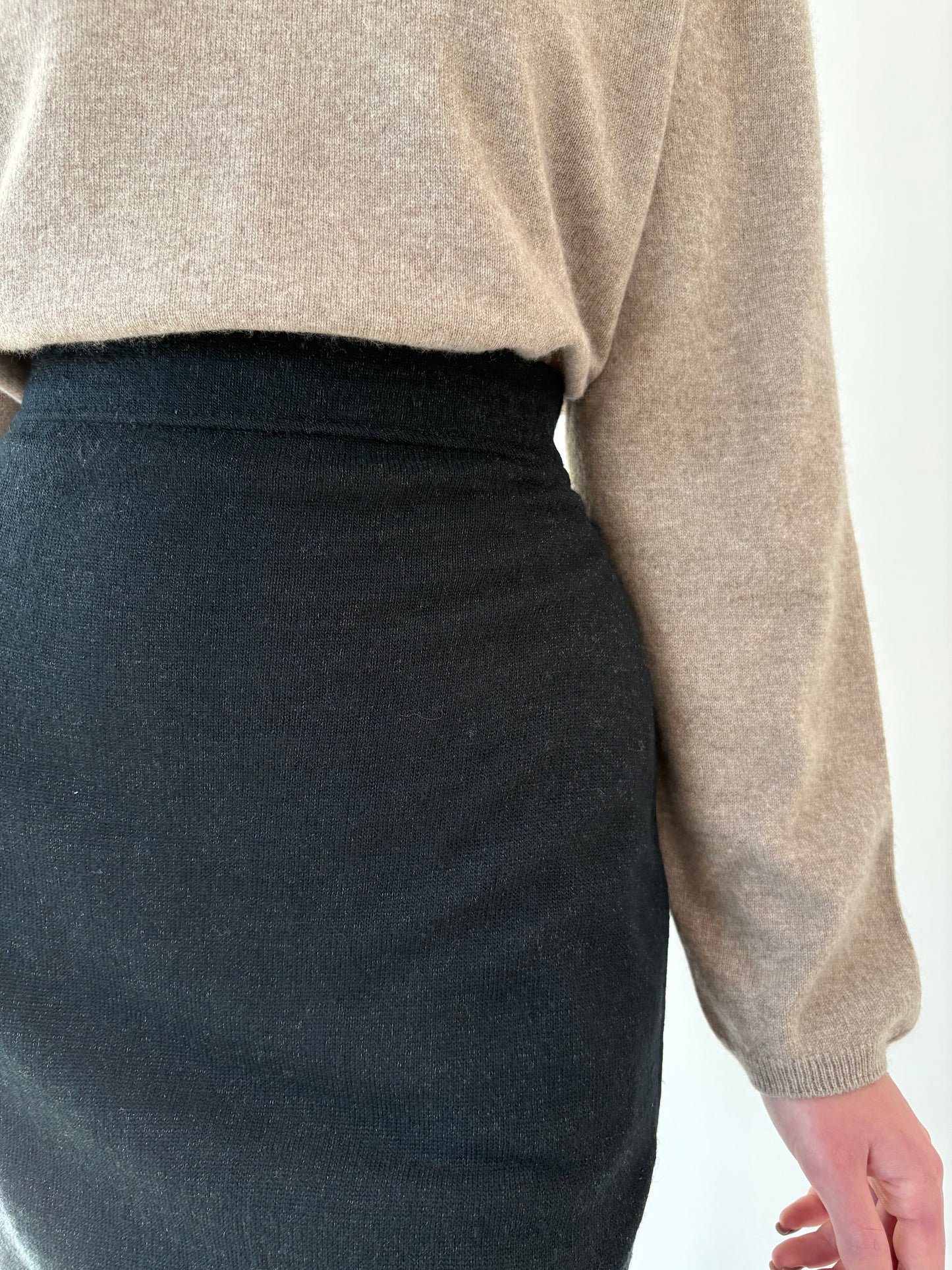 Fustă maxi din tricot de lana extrafina cu talie ultra înaltă charcoal gray