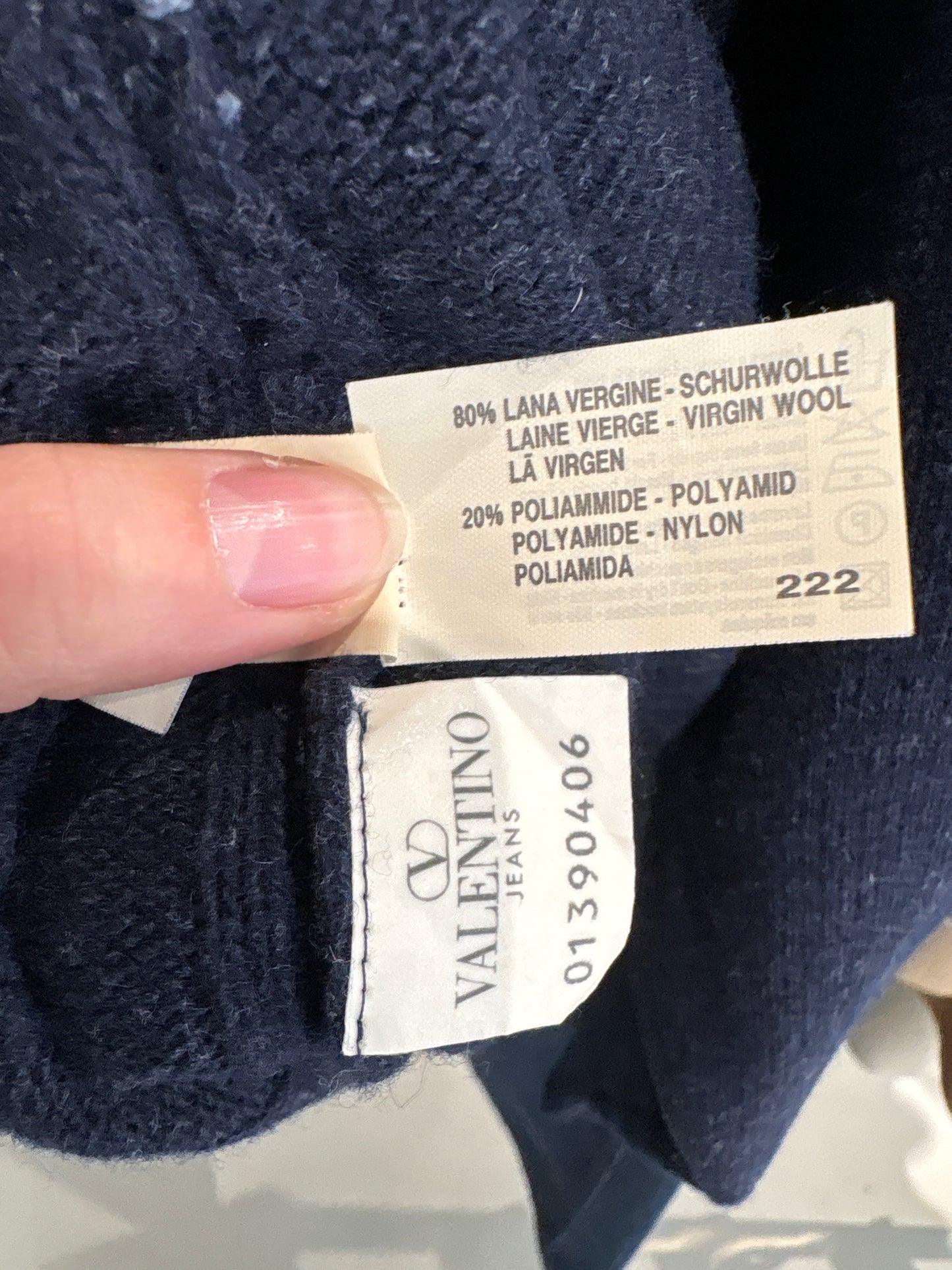 Pulover Valentino cu torsade și anchior în croi lejer 80% lana plină