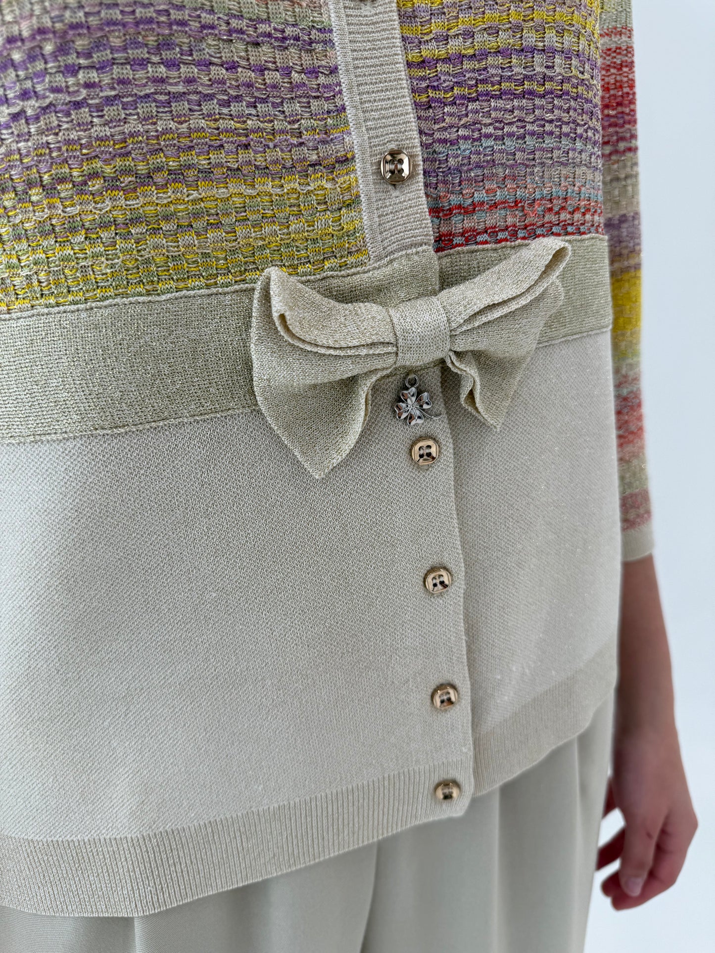 Cardigan italian sand nude în stil Missoni ultra feminin