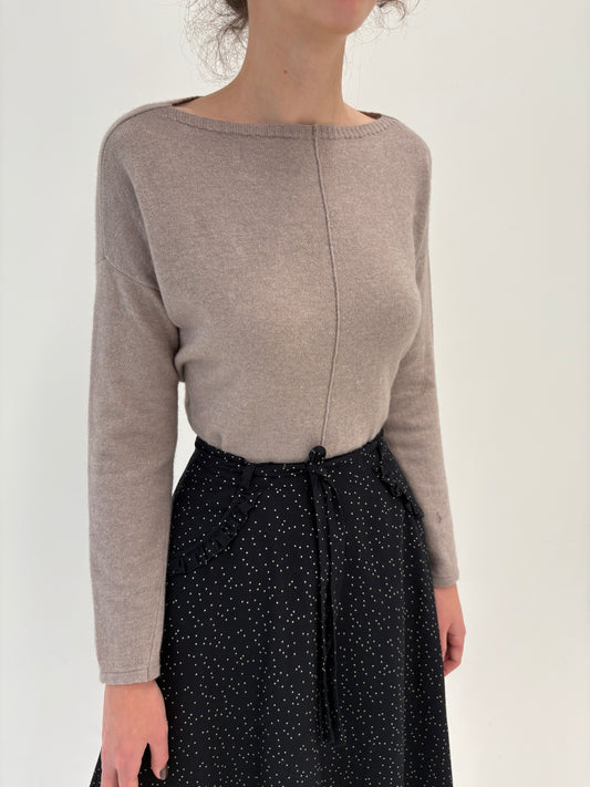 Pulover italian warm gray din lana merino extrafina de gramaj mare