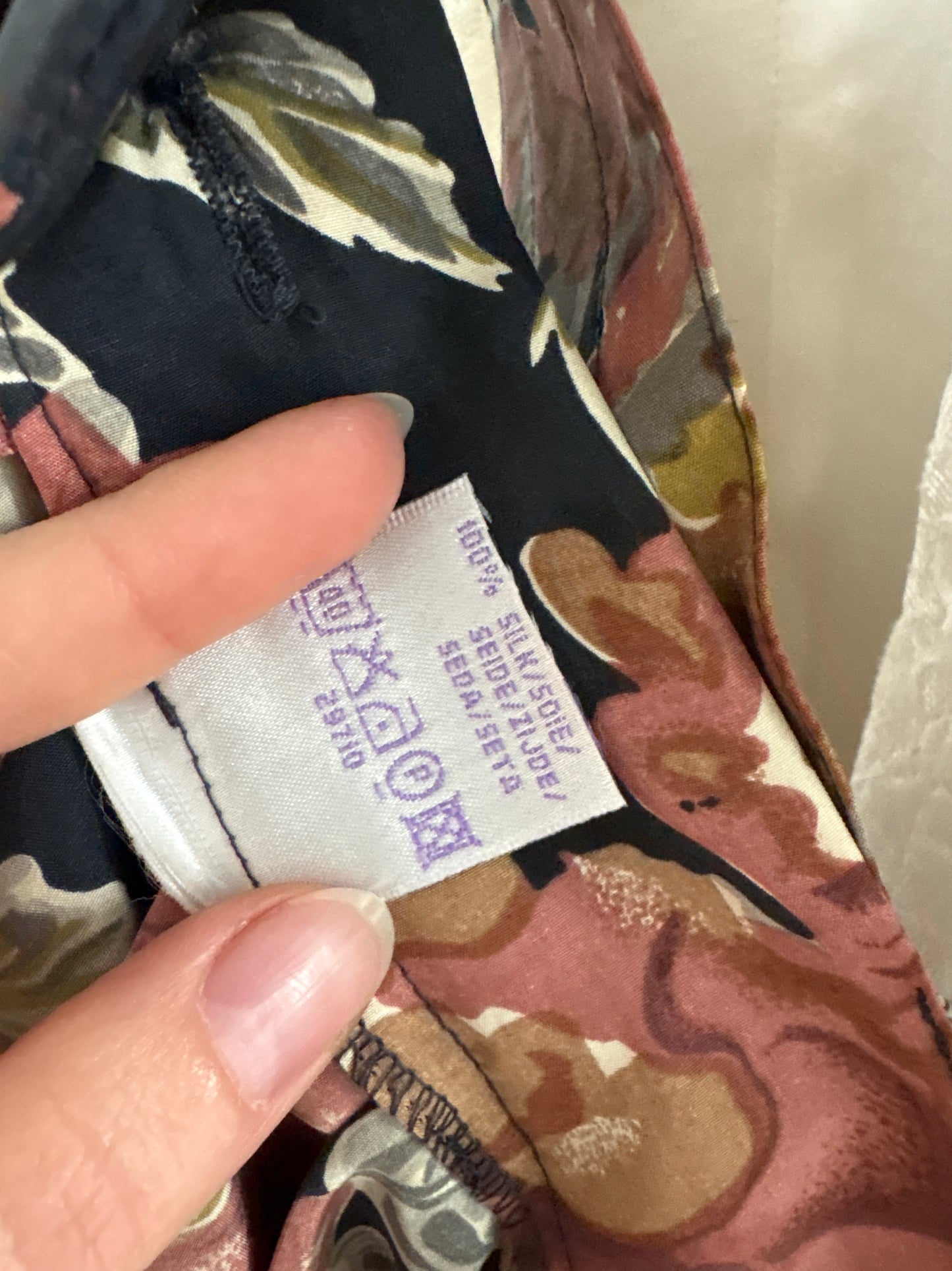 Fustă maxi din mătase naturală cu print floral și buzunare