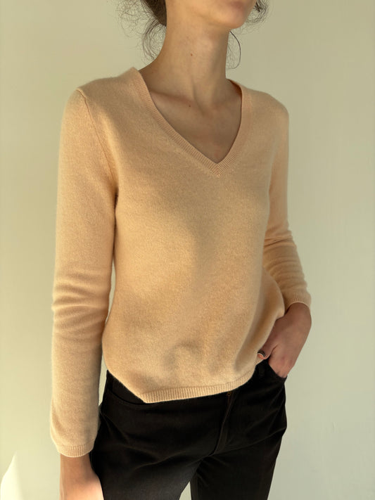 Pulover peach nude din cașmir multiply în anchior