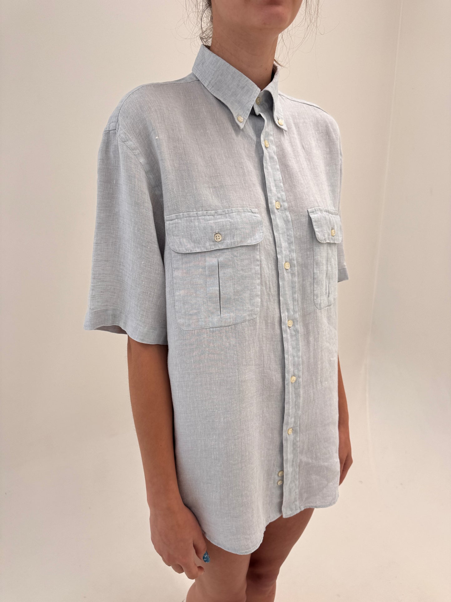 Cămașa luxury Les Copains dusty baby blue din in excepțional