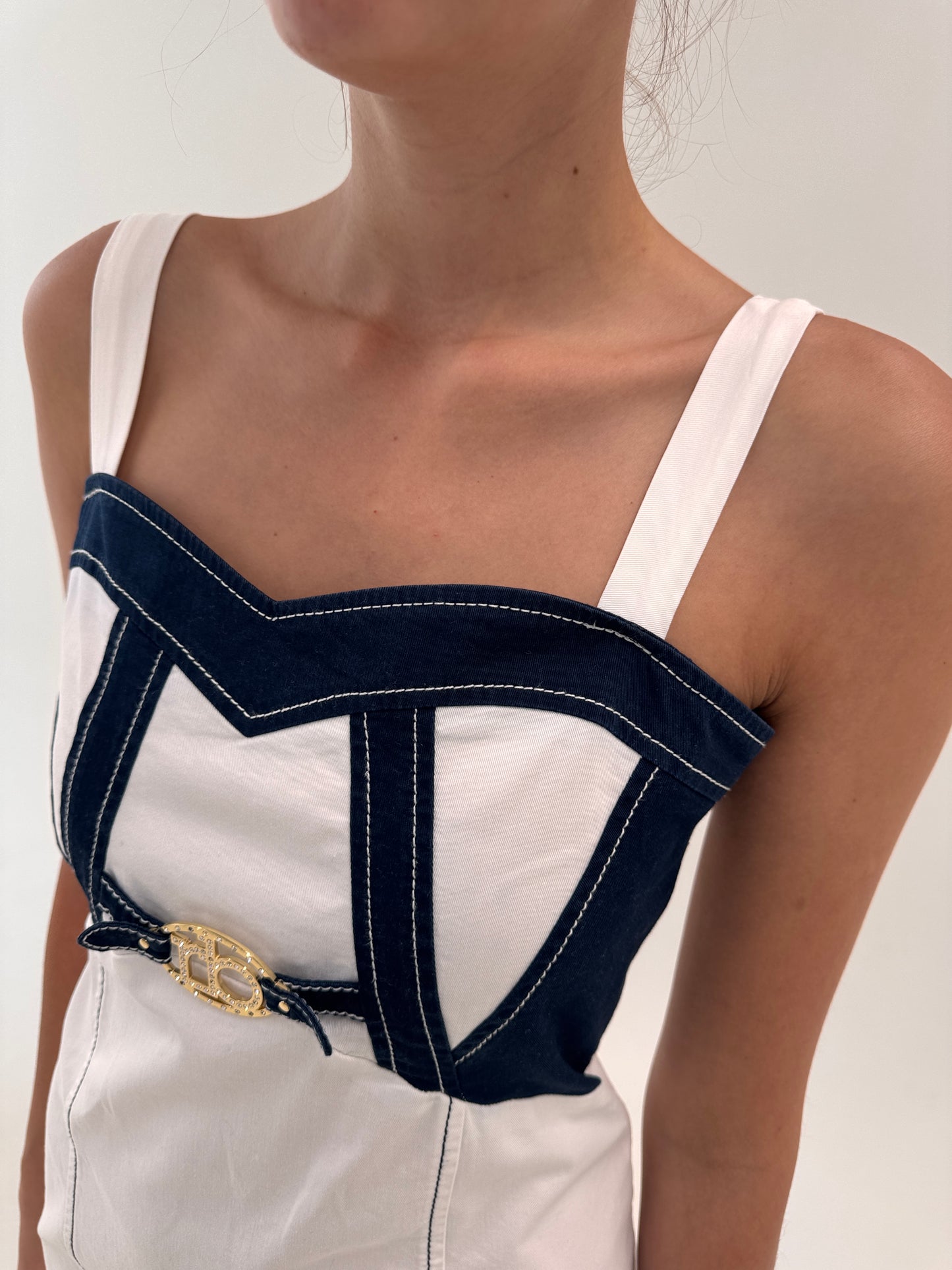 Rochie Rocco Barocco bodycon din canvas de bumbac modelator cu influențe nautice