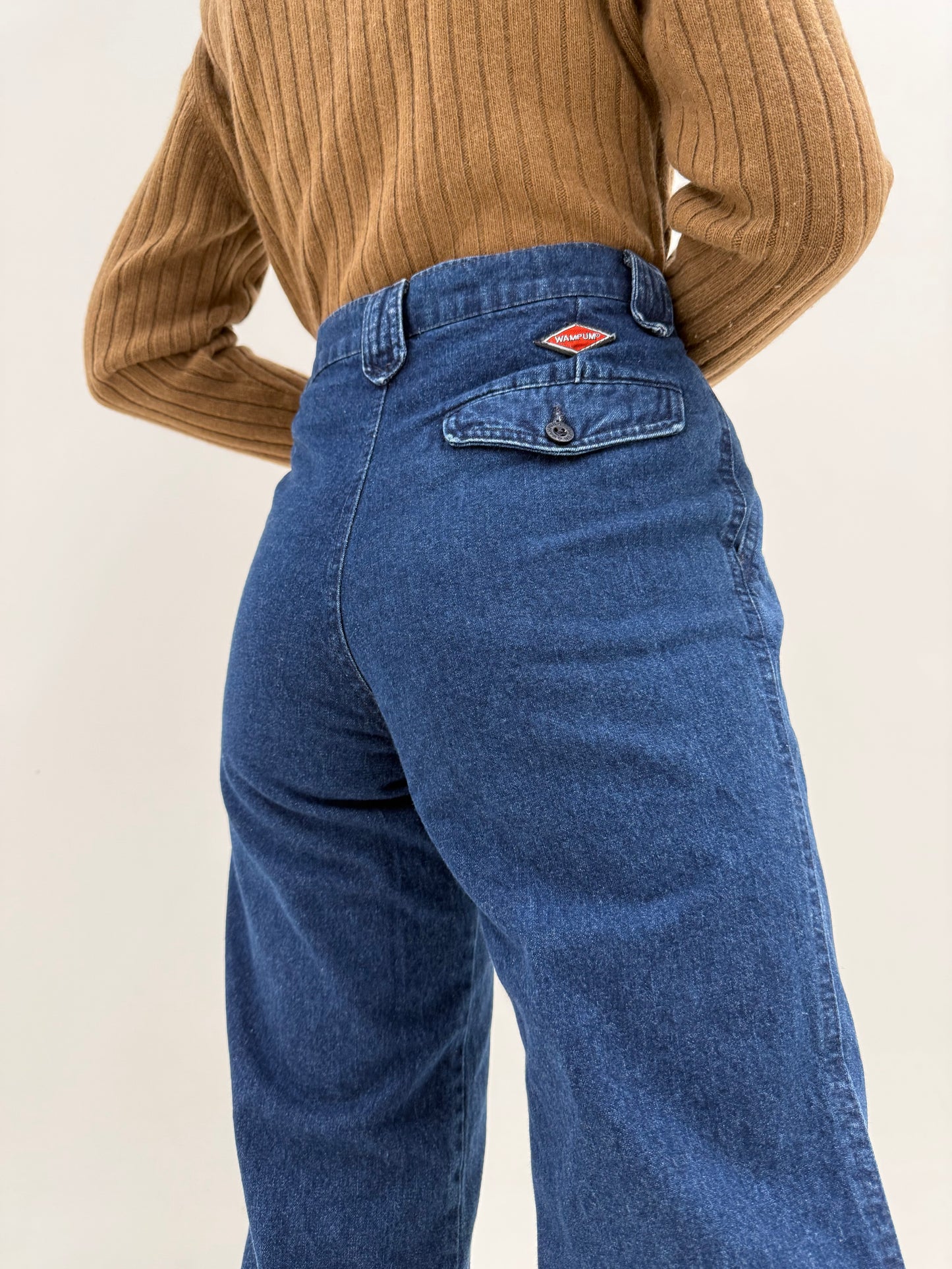 Jeans tall indigo wash cu pense și interior dublat cu bumbac