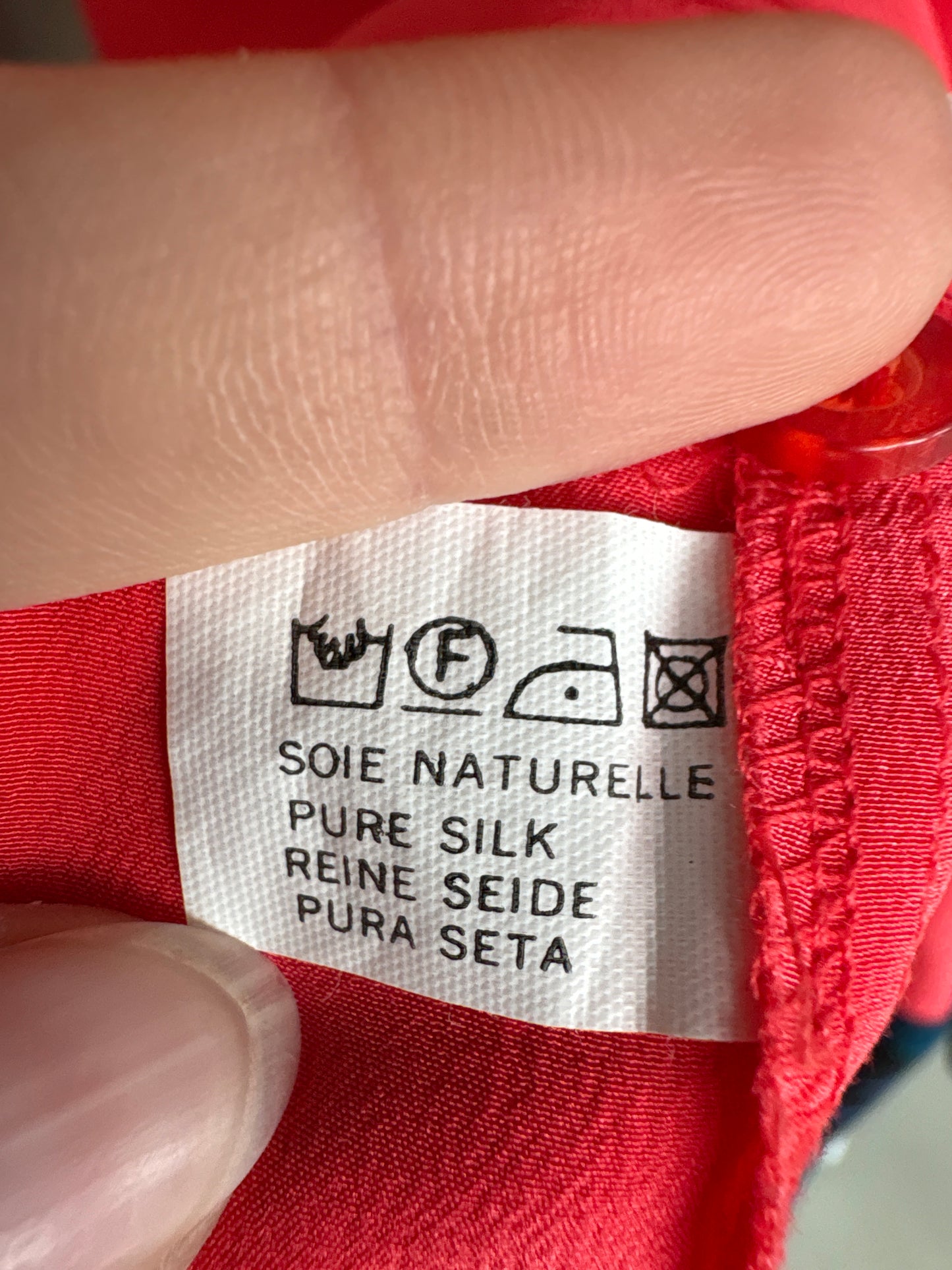 Cămașa italiana electric coral red din mătase naturală