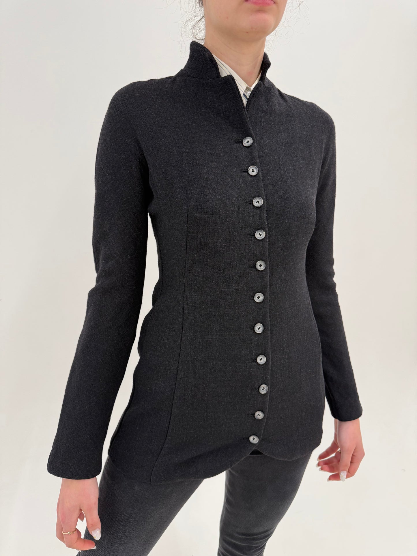 Sacou ultra cambrat Gianfranco Ferre luxury charcoal gray