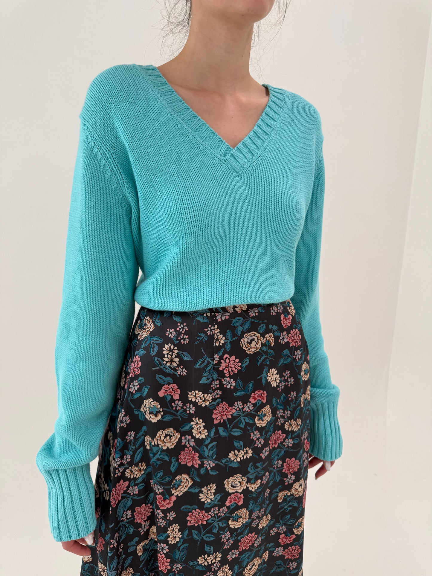 Soft knit Ralph Lauren turcoaz din bumbac premium greu excepțional