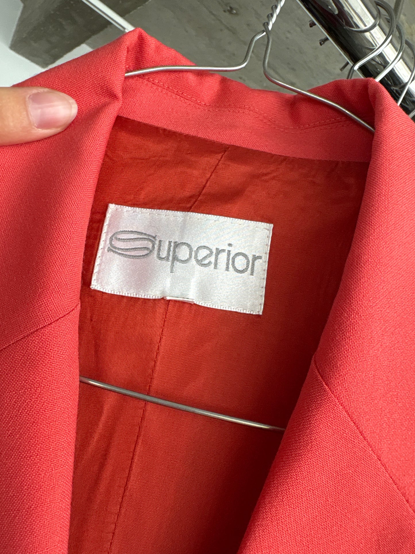 Sacou italian Salmon pink din lana extrafina subțire cambrat