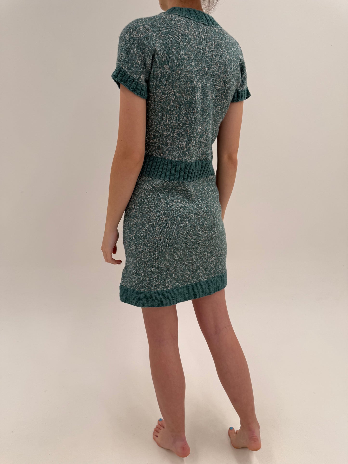 Rochie vintage din tricot melanj de lana extrafina multiply lucrată manual