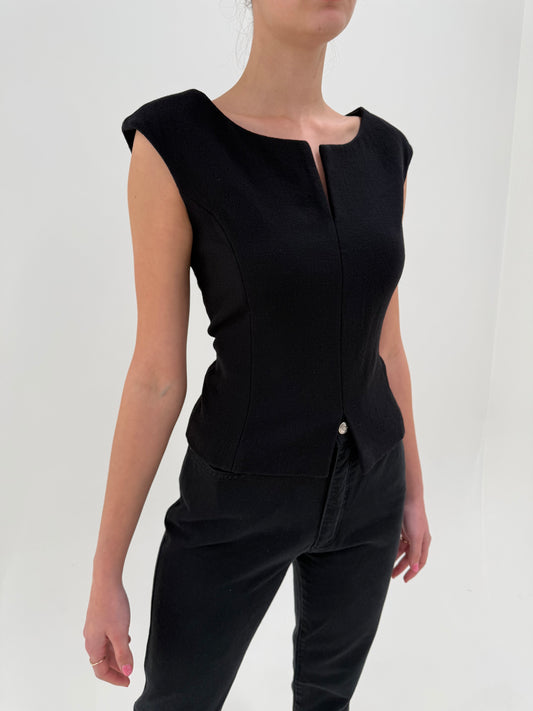 Corsaj negru Armani din mătase naturală și lana extrafina ușor structurat