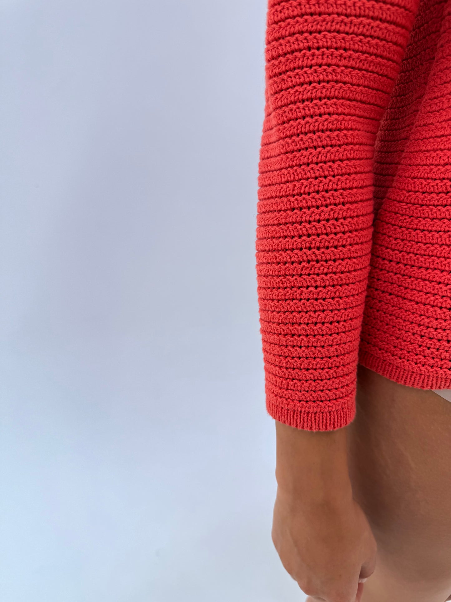 Pulover Max Mara coral red din bumbac excepțional de gramaj mare